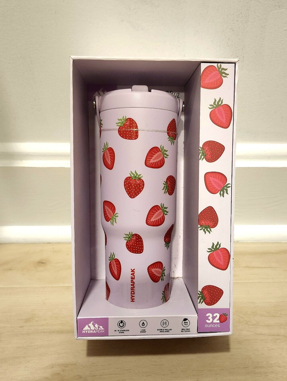 HydraPeak | 32oz Strawberry Print 🍓 Stainless Steel Tumbler